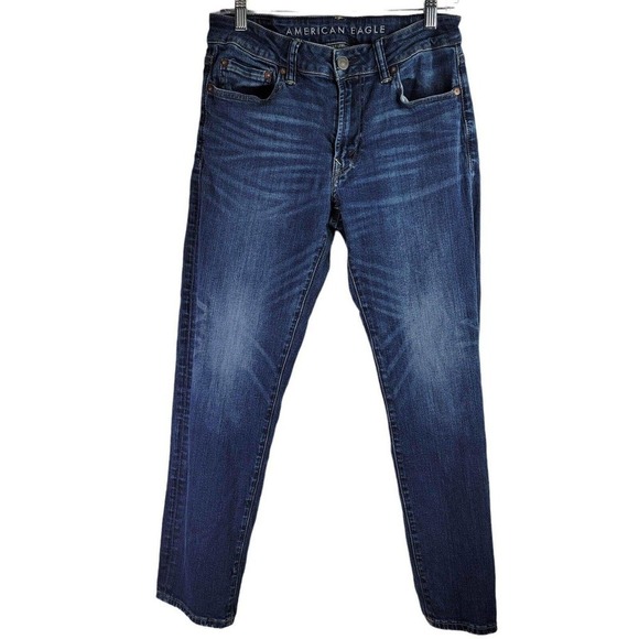 American Eagle AE Jeans Mens 30x30 Slim Straight Dark Wash Cotton Denim Flex - Picture 2 of 8